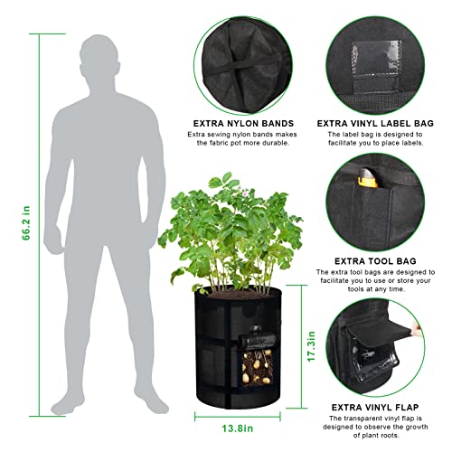 4-Pack 10 Gallon Grow Bags with Harvest Window
