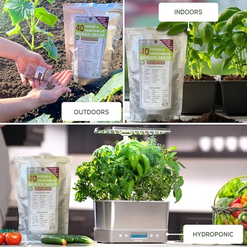 40 Premium Vegetable & Herb Seed Pack - Indoor & Outdoor Planting - Heirloom