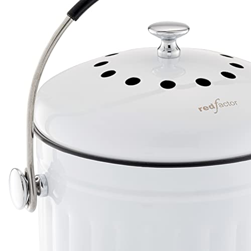 RED FACTOR Stainless Steel Compost Bin with Dual Filters