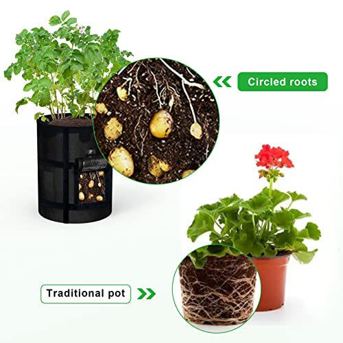 4-Pack 10 Gallon Grow Bags with Harvest Window