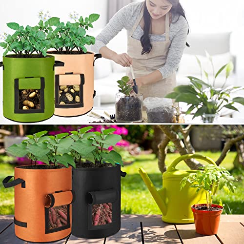 Beautyflower 4-Pack 10 G. Grow Bags with Harvest Window