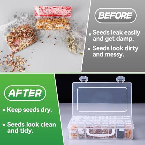 Durable Seed Storage Organizer with Label Stickers (32 Slots)