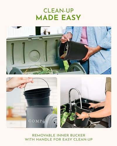 Eco-Friendly Countertop Compost Bin - Odorless Food Waste