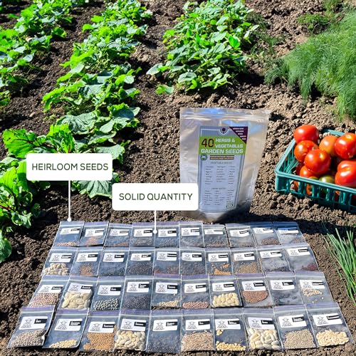 40 Premium Vegetable & Herb Seed Pack - Indoor & Outdoor Planting - Heirloom