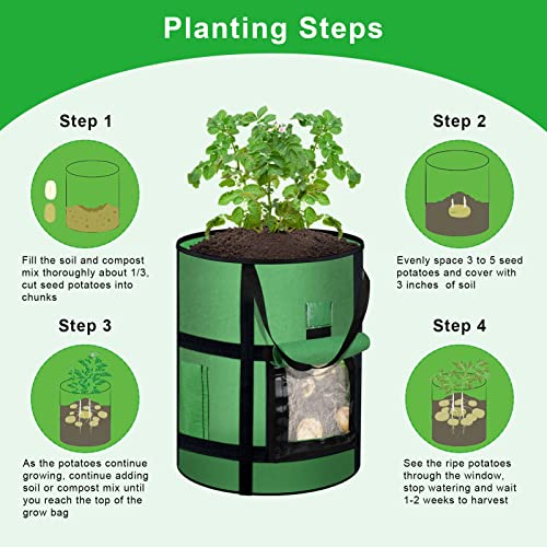 4-Pack 10 Gallon Grow Bags with Harvest Window