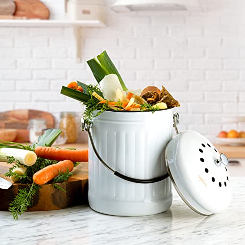 RED FACTOR Stainless Steel Compost Bin with Dual Filters