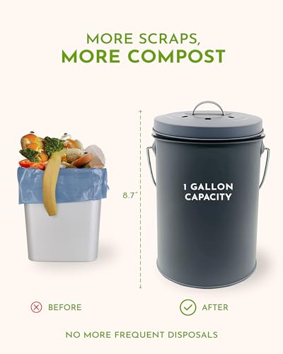 Eco-Friendly Countertop Compost Bin - Odorless Food Waste