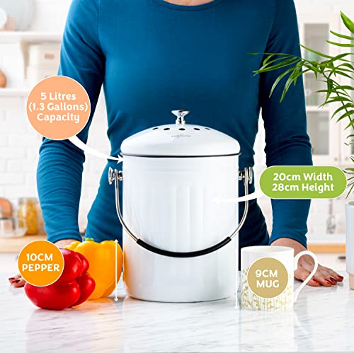 RED FACTOR Stainless Steel Compost Bin with Dual Filters