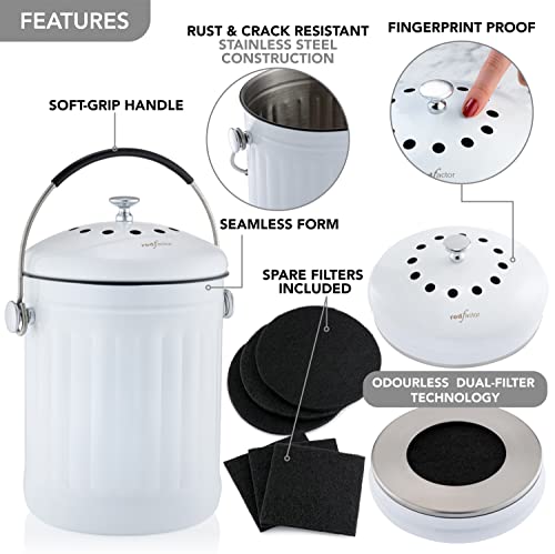 RED FACTOR Stainless Steel Compost Bin with Dual Filters