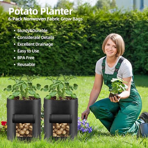 6-Pack Potato Grow Bags - 10 Gallon Planters
