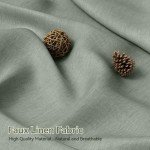 Farmhouse Sage Green Linen Shower Curtain with Tassels