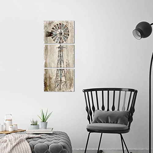 Rustic Windmill Picture Canvas for Farmhouse Wall Decor