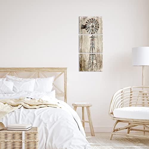 Rustic Windmill Picture Canvas for Farmhouse Wall Decor