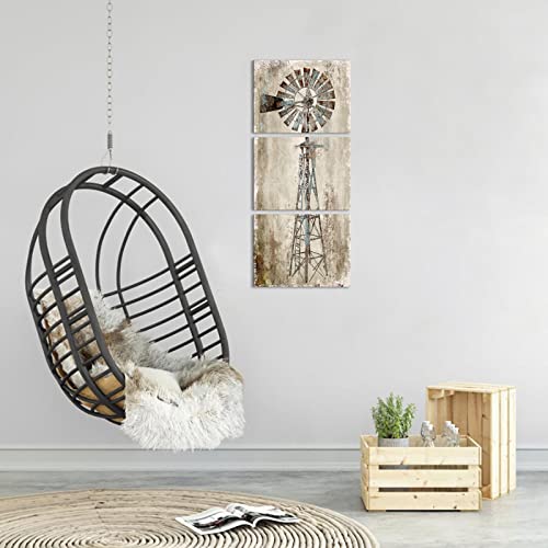 Rustic Windmill Picture Canvas for Farmhouse Wall Decor