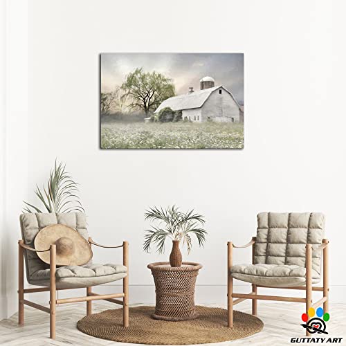 Farmhouse Barn Canvas Wall Art - Floral Rustic Decor