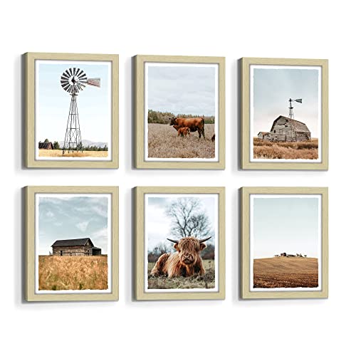 Country Landscape Framed Wall Art: Highland Cow Print