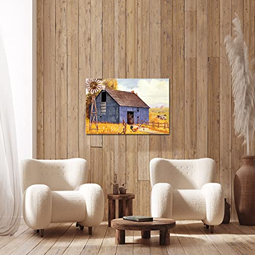Large Farmhouse Art: Rustic Barn Windmill Painting