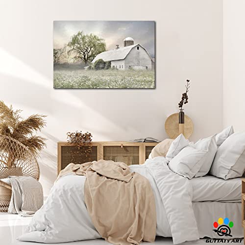 Farmhouse Barn Canvas Wall Art - Floral Rustic Decor