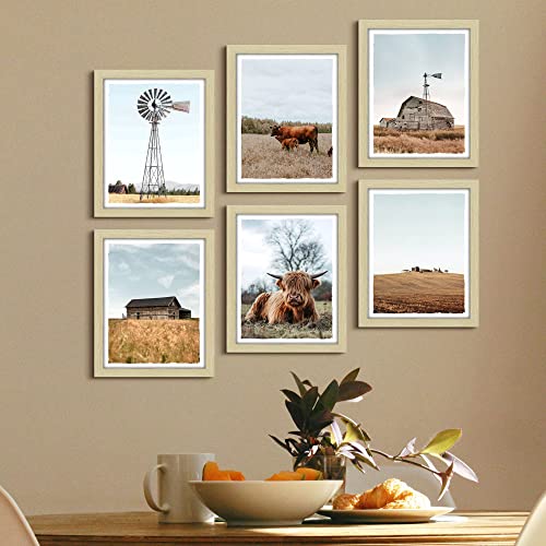 Country Landscape Framed Wall Art: Highland Cow Print