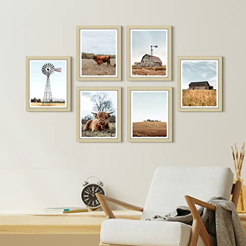Country Landscape Framed Wall Art: Highland Cow Print