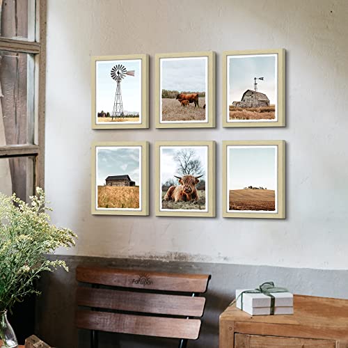 Country Landscape Framed Wall Art: Highland Cow Print