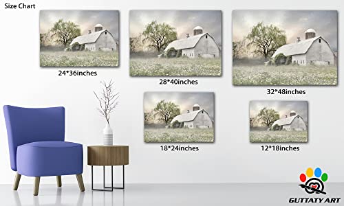 Farmhouse Barn Canvas Wall Art - Floral Rustic Decor