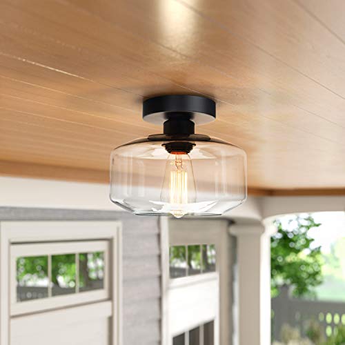 Vintage Farmhouse Ceiling Light, Clear Glass Pendant