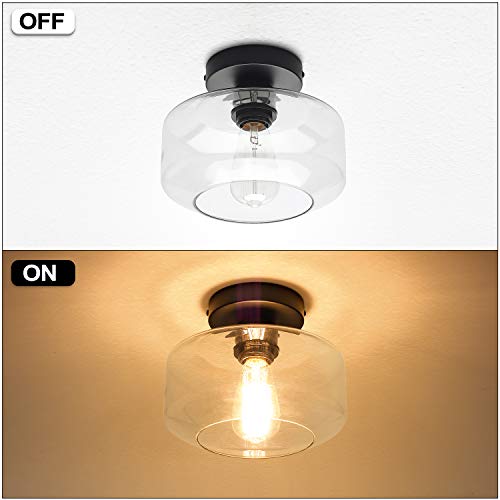 Vintage Farmhouse Ceiling Light, Clear Glass Pendant