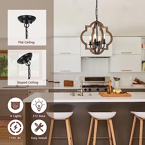 Rustic Farmhouse Chandelier: 4-Light Dining Room & Beyond