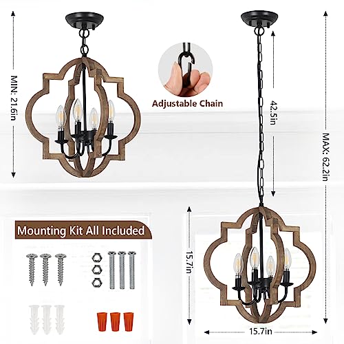 Rustic Farmhouse Chandelier: 4-Light Dining Room & Beyond