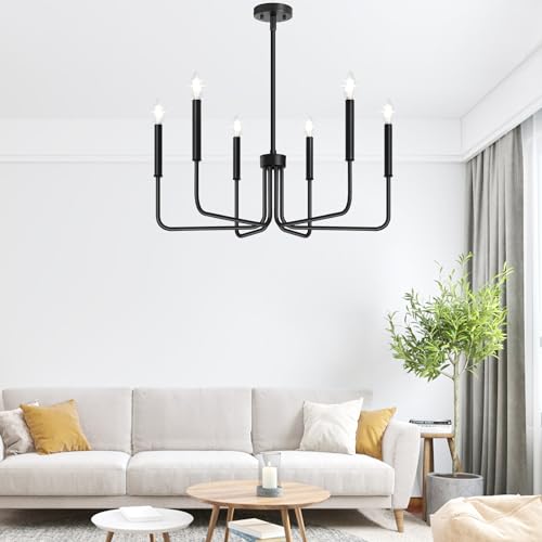 Industrial Farmhouse 6-Light Black Chandelier for Homestyle Spaces