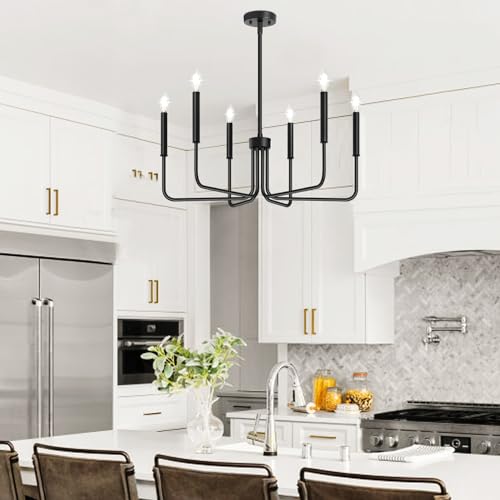 Industrial Farmhouse 6-Light Black Chandelier for Homestyle Spaces