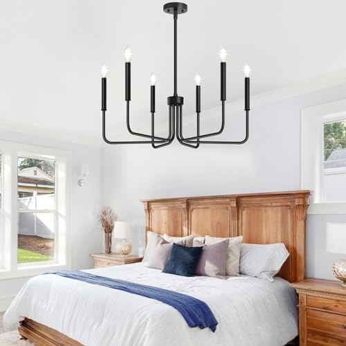 Industrial Farmhouse 6-Light Black Chandelier for Homestyle Spaces