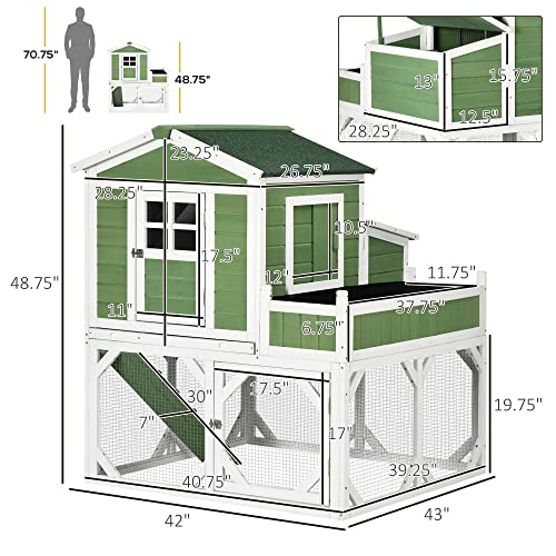 PawHut Small Chicken Coop - 49" Green Cage