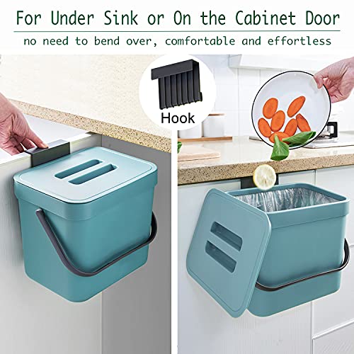 Hanging Kitchen Compost Bin with Lid, 1.8 Gallon