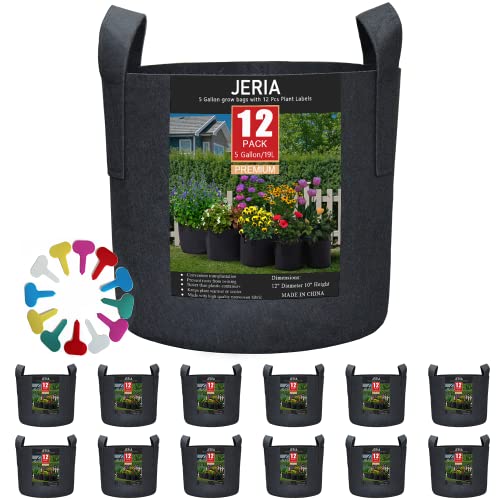 12-Pack JERIA Aeration Grow Bags with Plant Labels