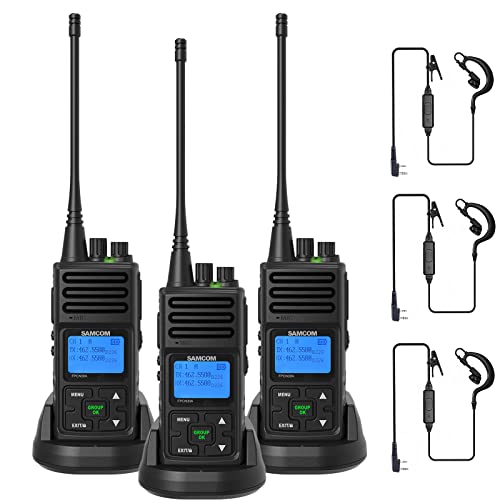 SAMCOM Long Range Walkie Talkies with Earpieces, 3 Packs