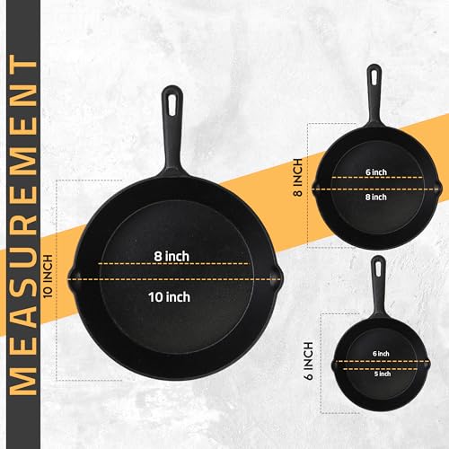 Pre-Seasoned Cast Iron Skillet Set - 3 Piece