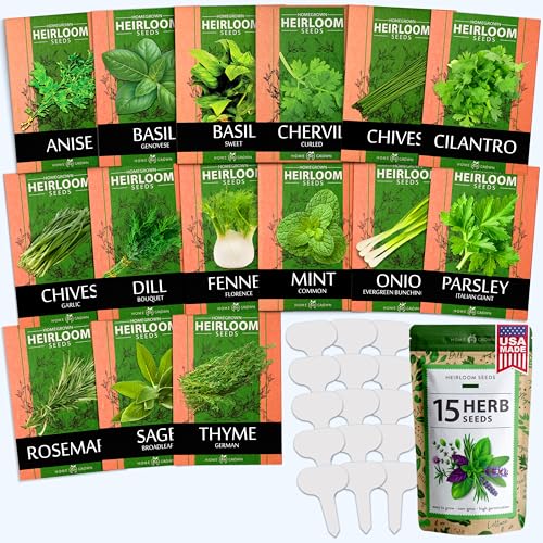 15 Heirloom Culinary Herb Seeds with High Germination