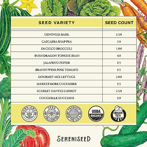 Sereniseed Organic Veggie Seeds – 10-Pack Variety
