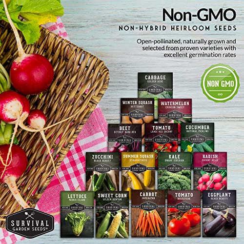 Non-GMO Heirloom Vegetable Seed Collection - 15 Varieties