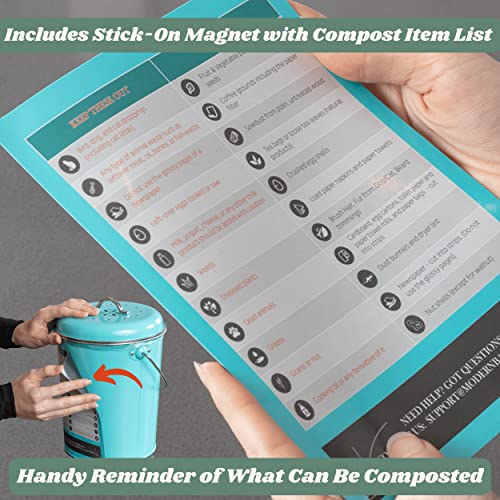 Turquoise Compost Pail for Kitchen Homesteading