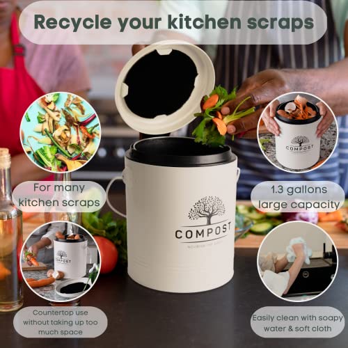 1.3 Gallon Countertop Kitchen Compost Bin