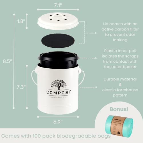 1.3 Gallon Countertop Kitchen Compost Bin