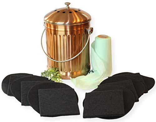 Large Copper Kitchen Compost Pail for Homesteading