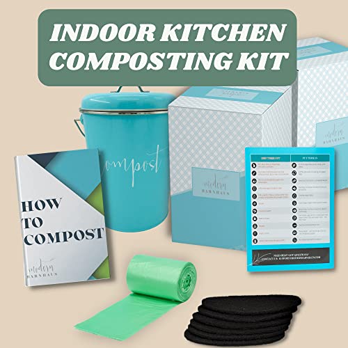 Turquoise Compost Pail for Kitchen Homesteading