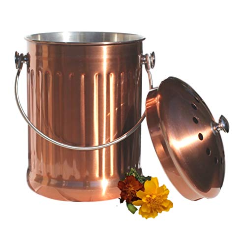 Large Copper Kitchen Compost Pail for Homesteading