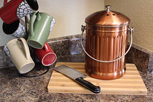 Large Copper Kitchen Compost Pail for Homesteading
