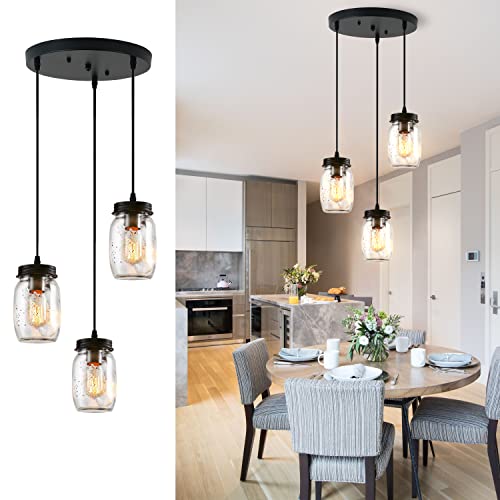 Farmhouse Mason Jar Chandelier with Adjustable Light
