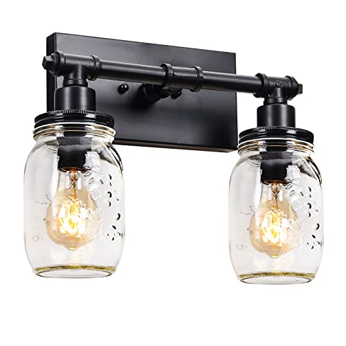 Black Mason Jar Vanity Light for Homestead Bathroom